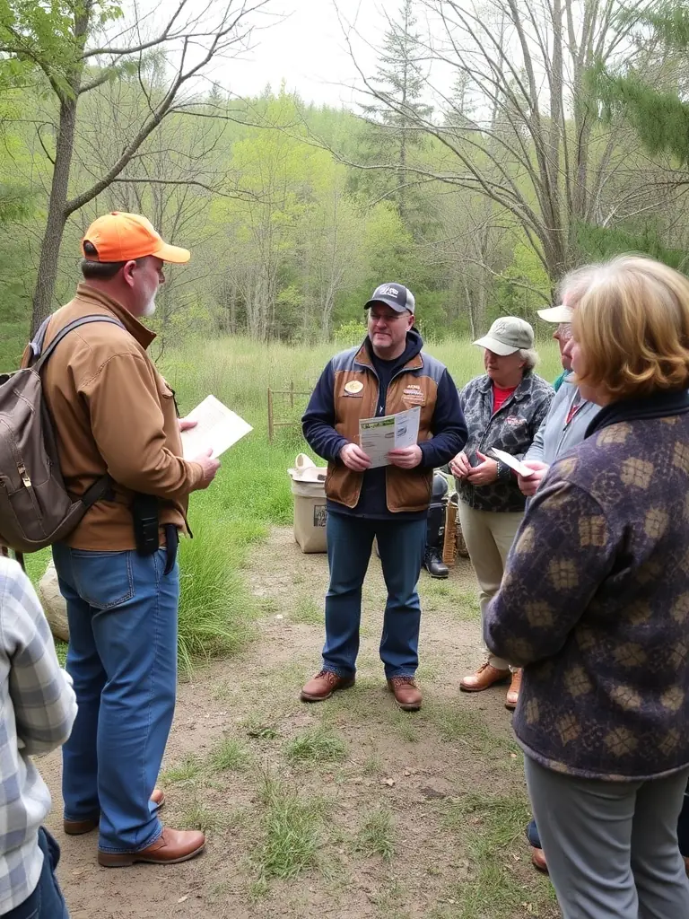 A photo of ACCA members participating in a community outreach program, educating local residents about wildlife conservation and responsible hunting practices, fostering community engagement.